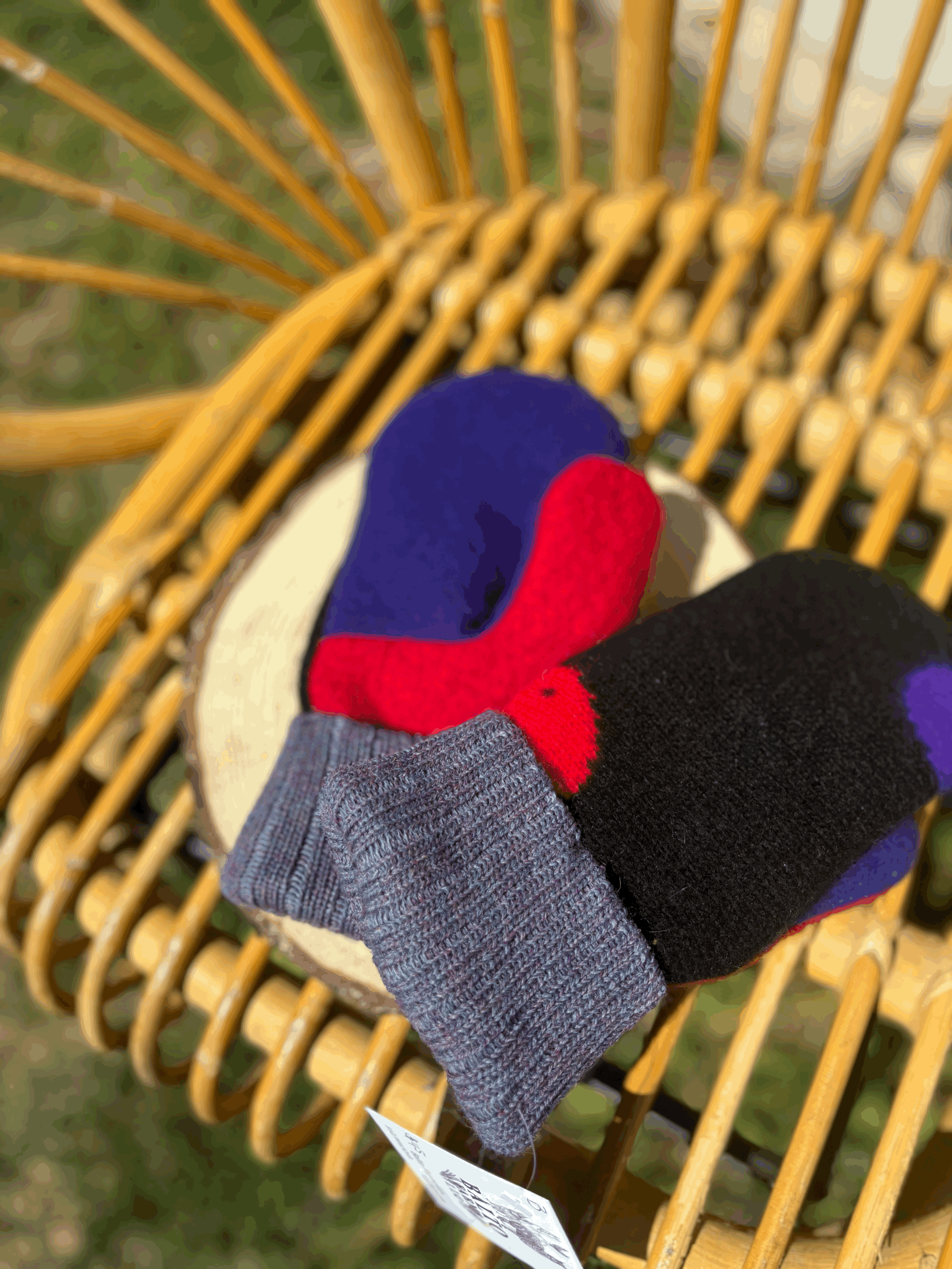 alpaca and recycled sweater mittens