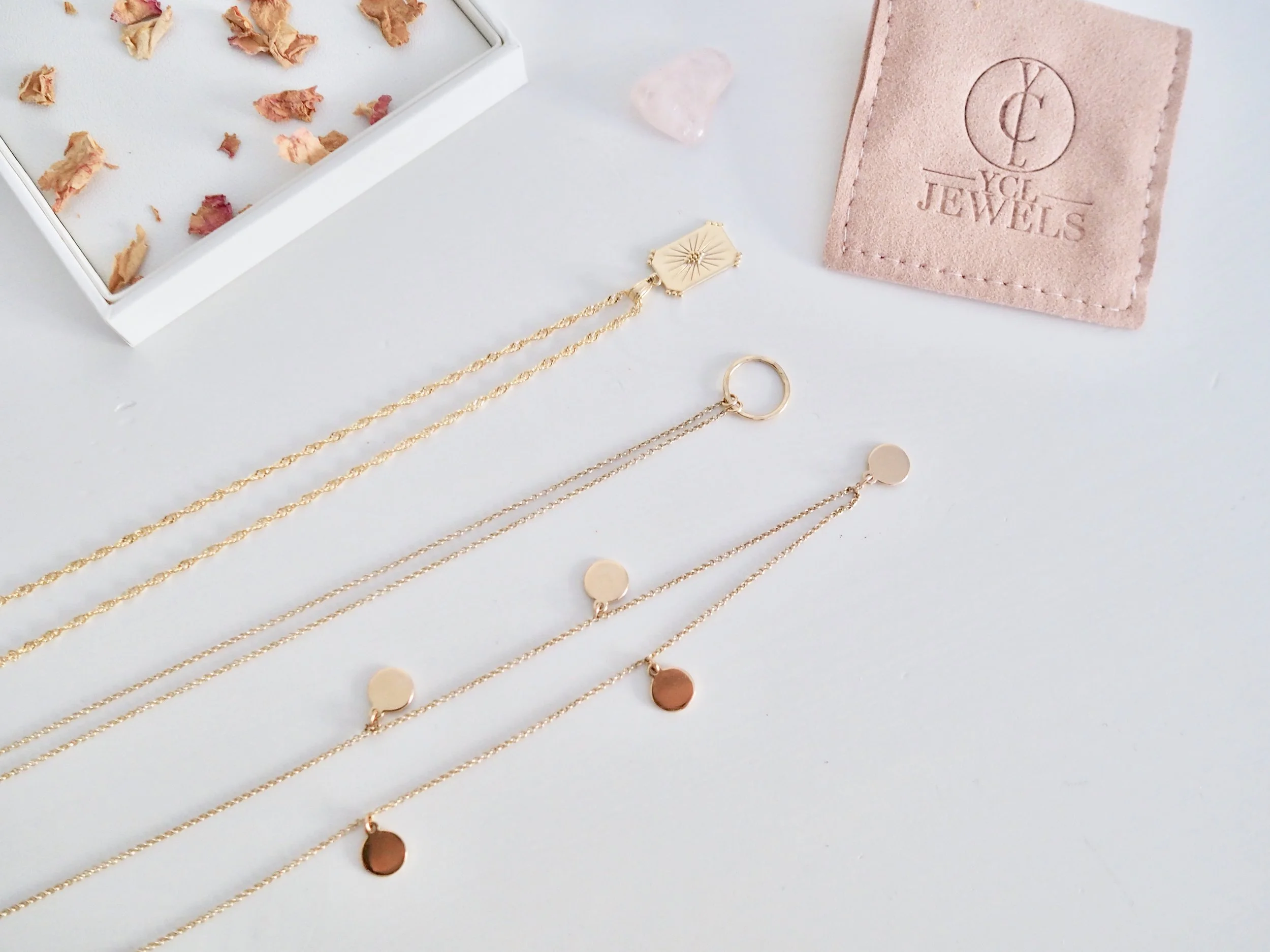 Left to Right: Her Canvas Necklace, Infinite Choker, Ascended Necklace