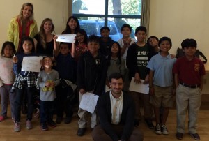PIA Members Leah Lessard, Jenna Cummings, Irene Tung, and Nicco Reggente with the kids from Project Literacy.