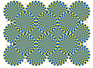 A visual illusion favorite: How can a still image move?
