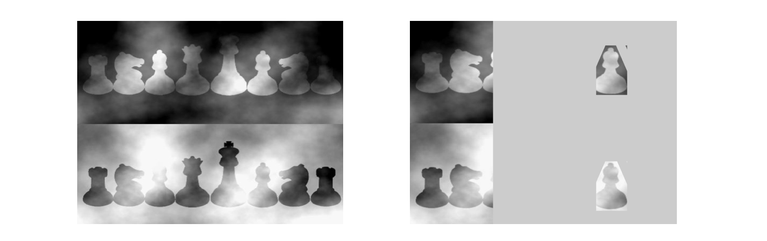  Figure 1: Which of these chess pieces is darker? Figure 2: The chess pieces are identical! 