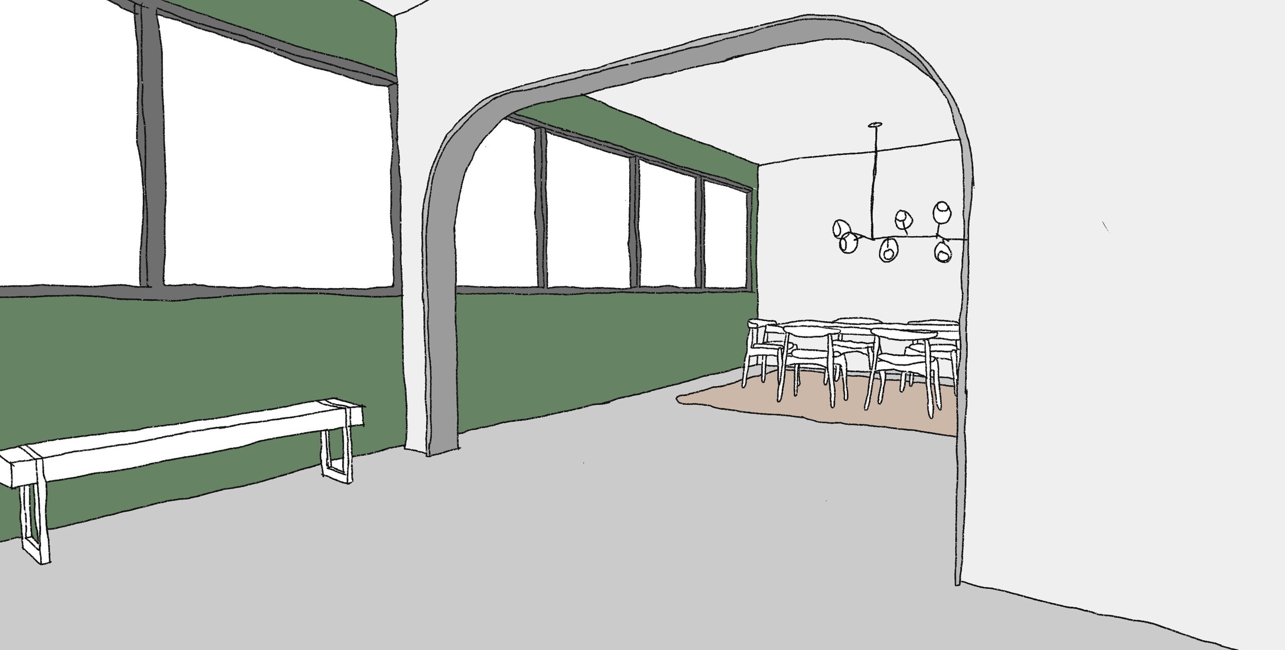 Planar Approach 2: Accenting the length of the room