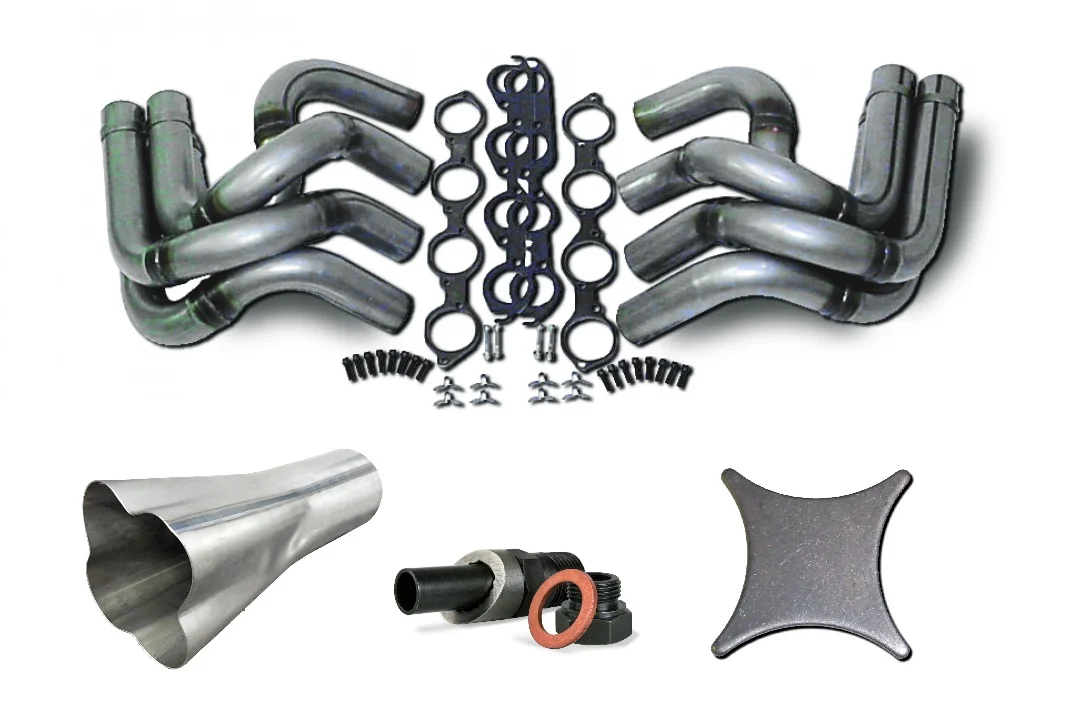 Complete Weld-Up Header Kit, BBC, Dragster, Front Strut Type, Collector and O2 Bung Pan E-Vac Included