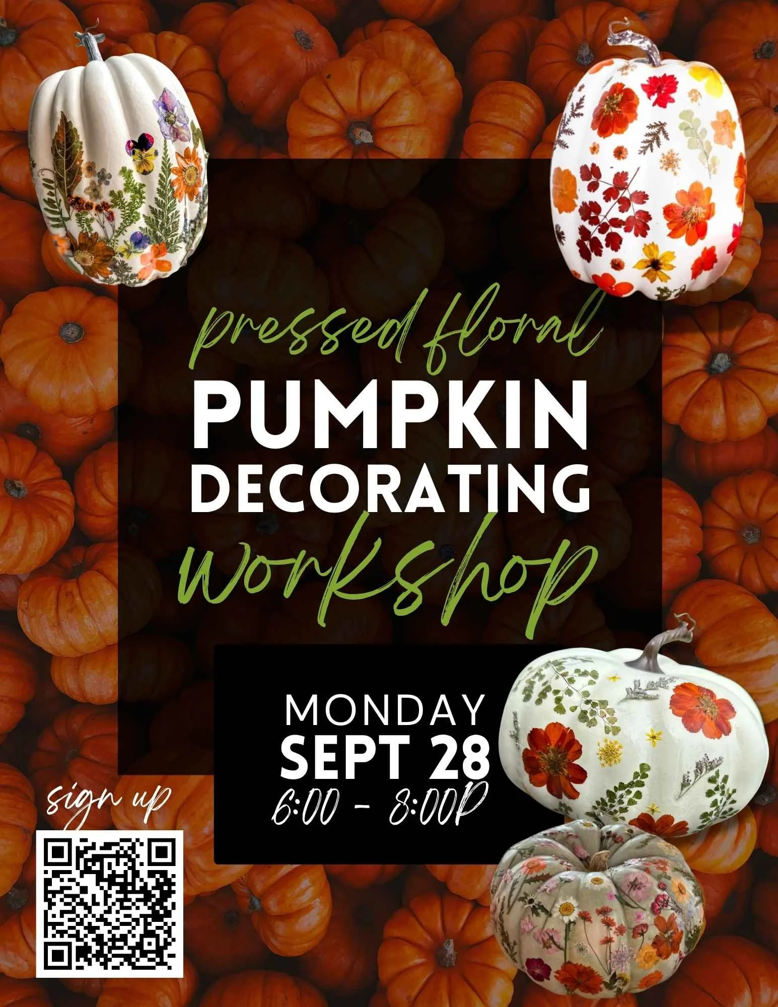Pressed Floral Pumpkin Decorating Workshop - Sept 28