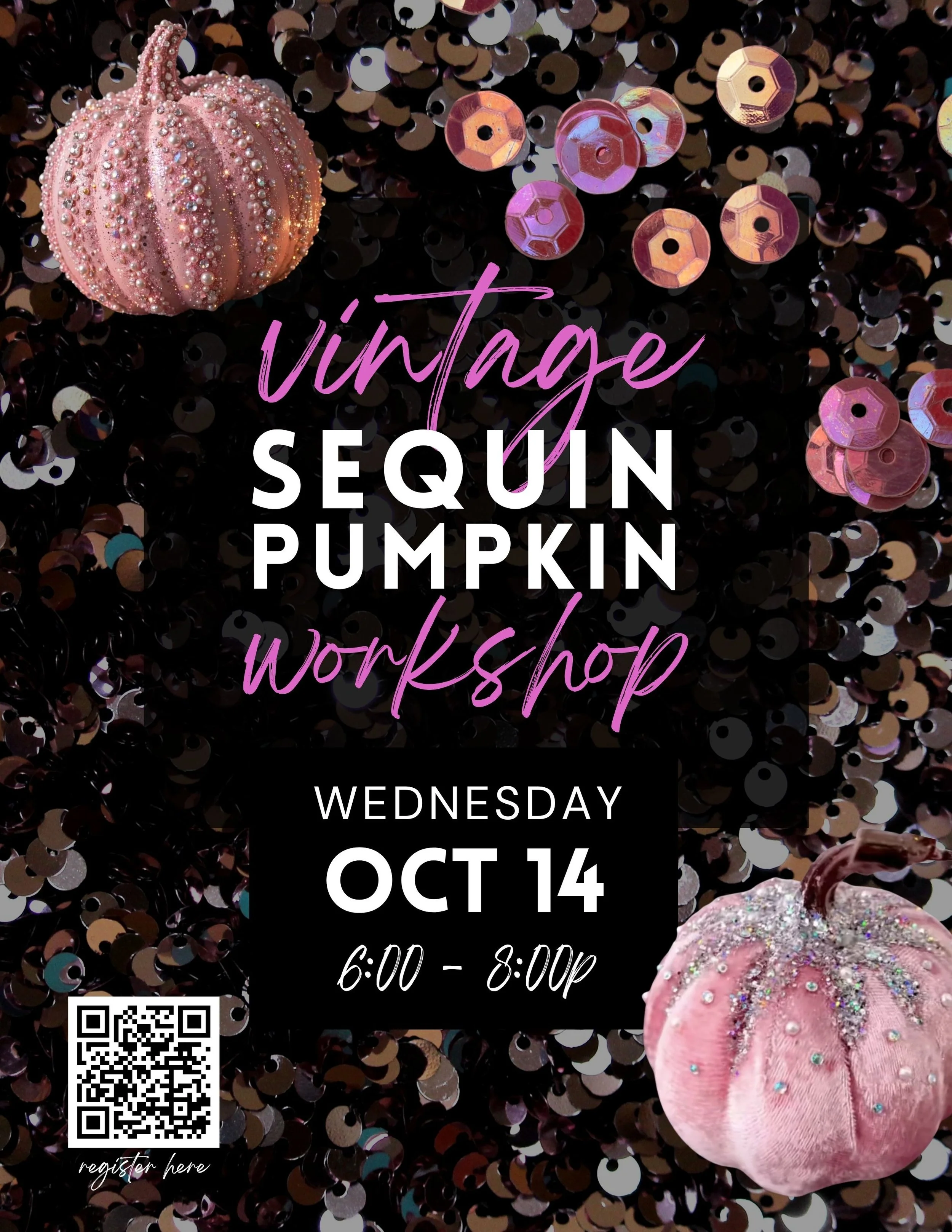 Vintage Velvet Sequin Pumpkin Workshop - 10/14