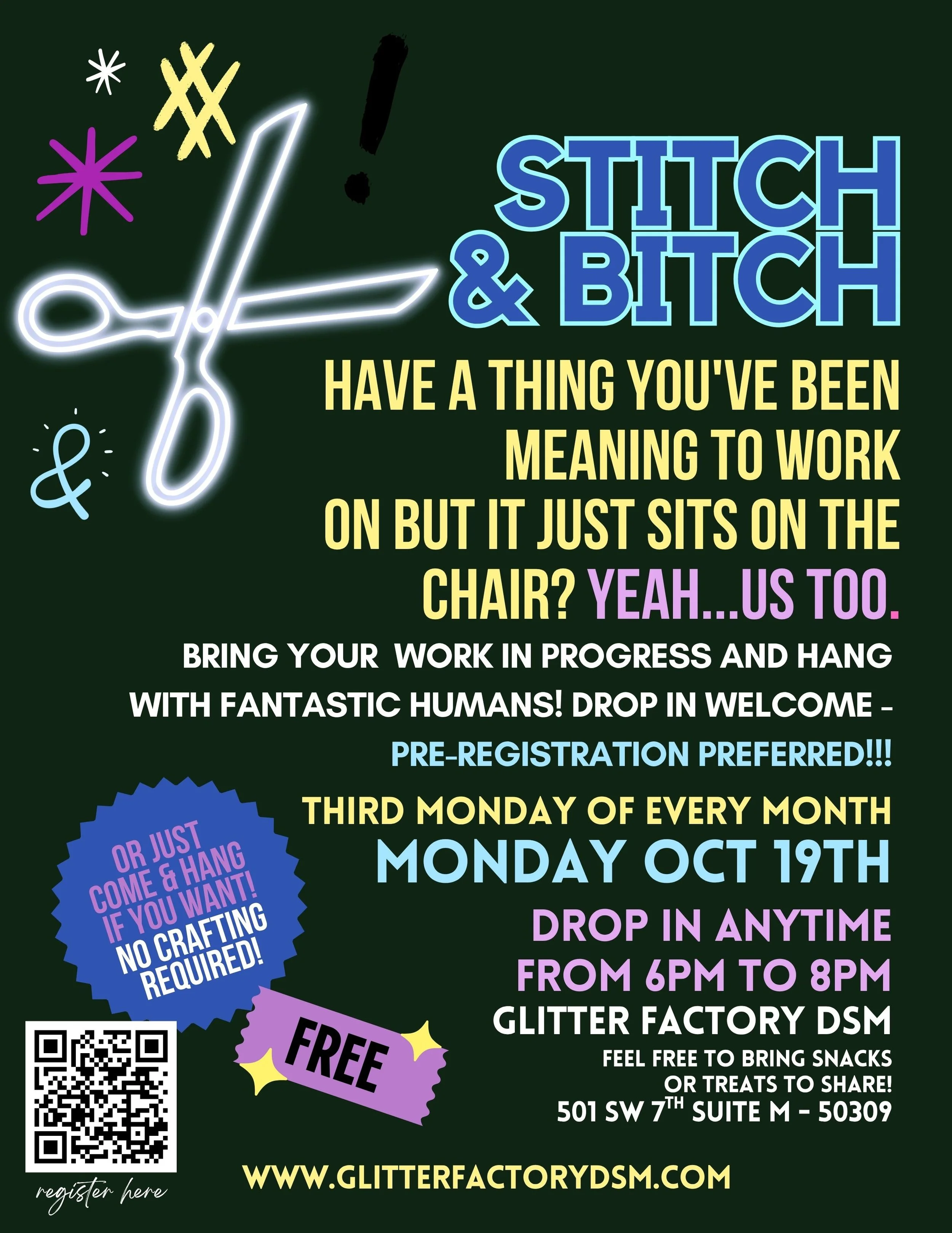 Free October Stitch + Bitch Craft Club Meetup - 10/19