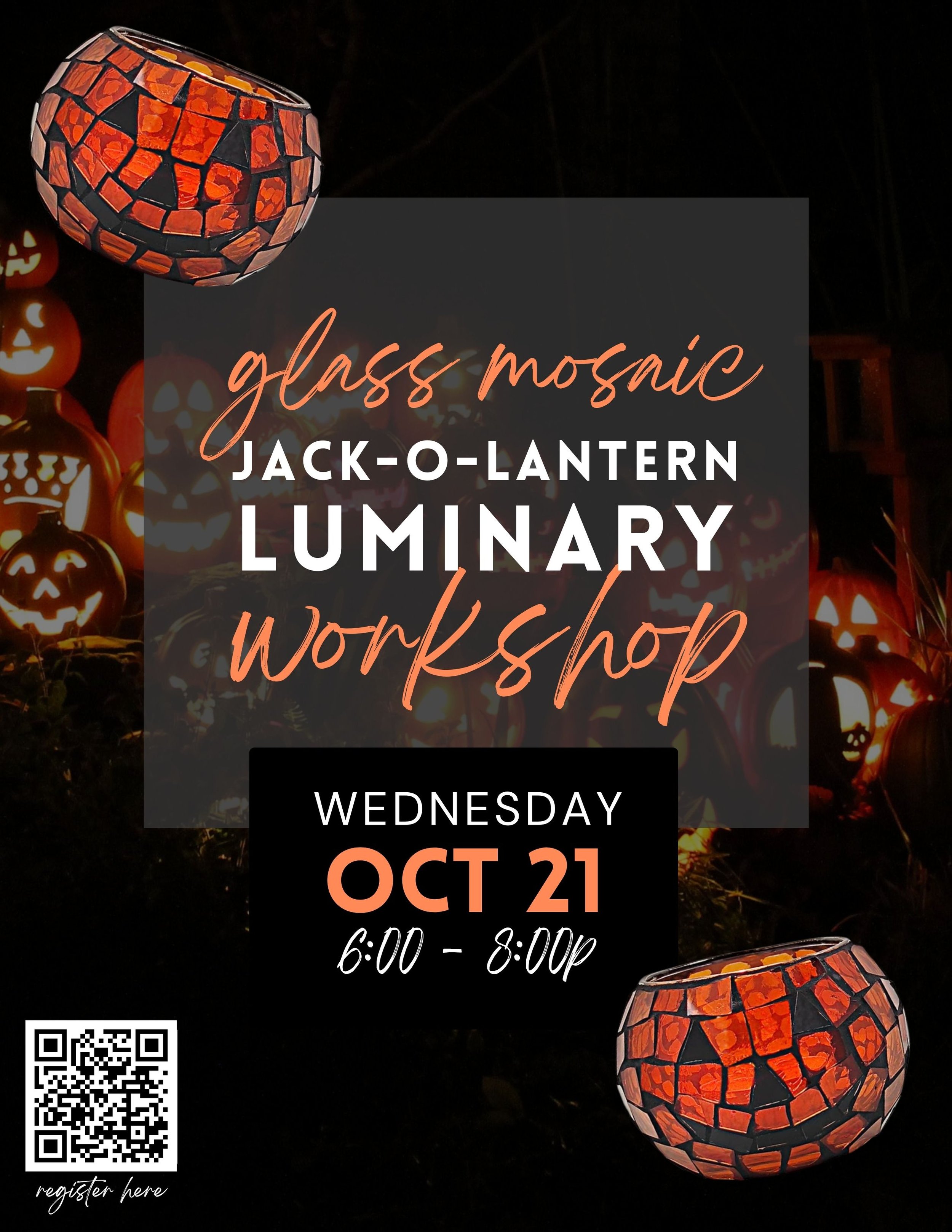 Glass Mosaic Jack-o-lantern Luminary Workshop - 10/21