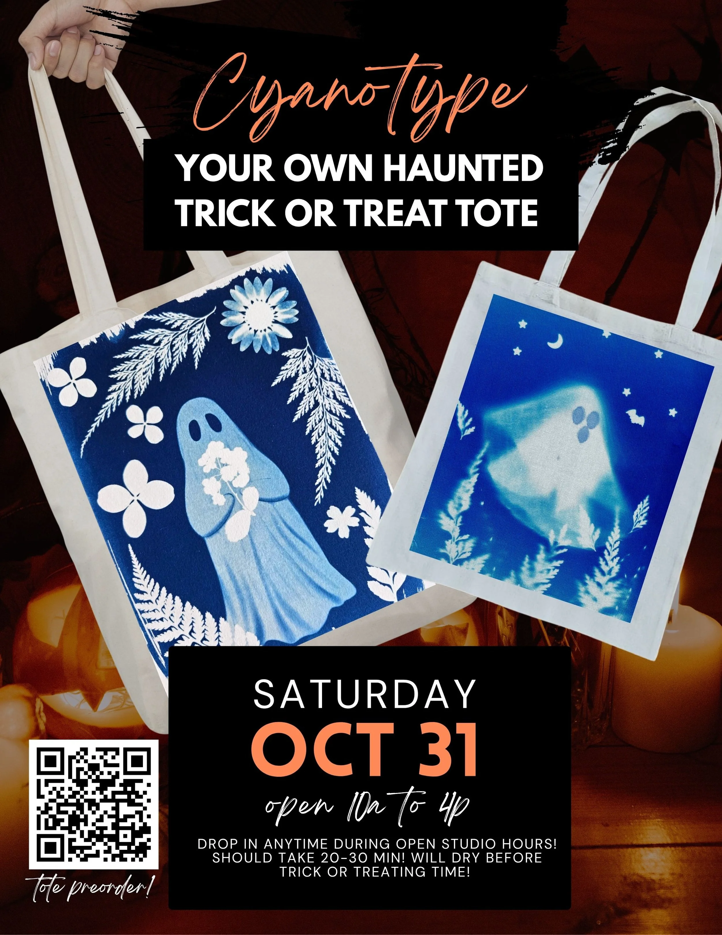 Cyanotype Your Own Trick or Treat Tote - 10/31