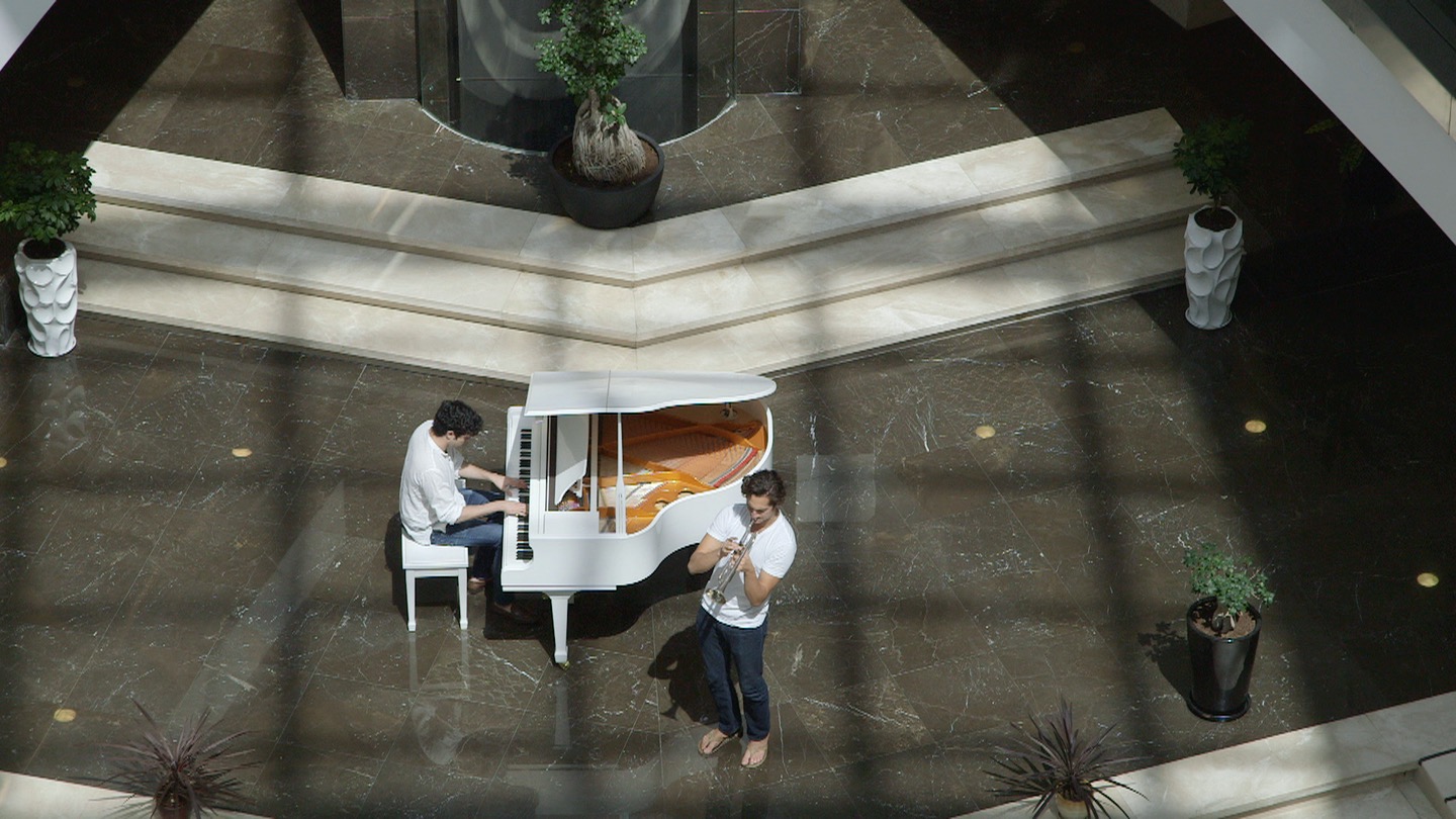 Jamming in a five-star hotel lobby, somewhere in Mesopotamia. 