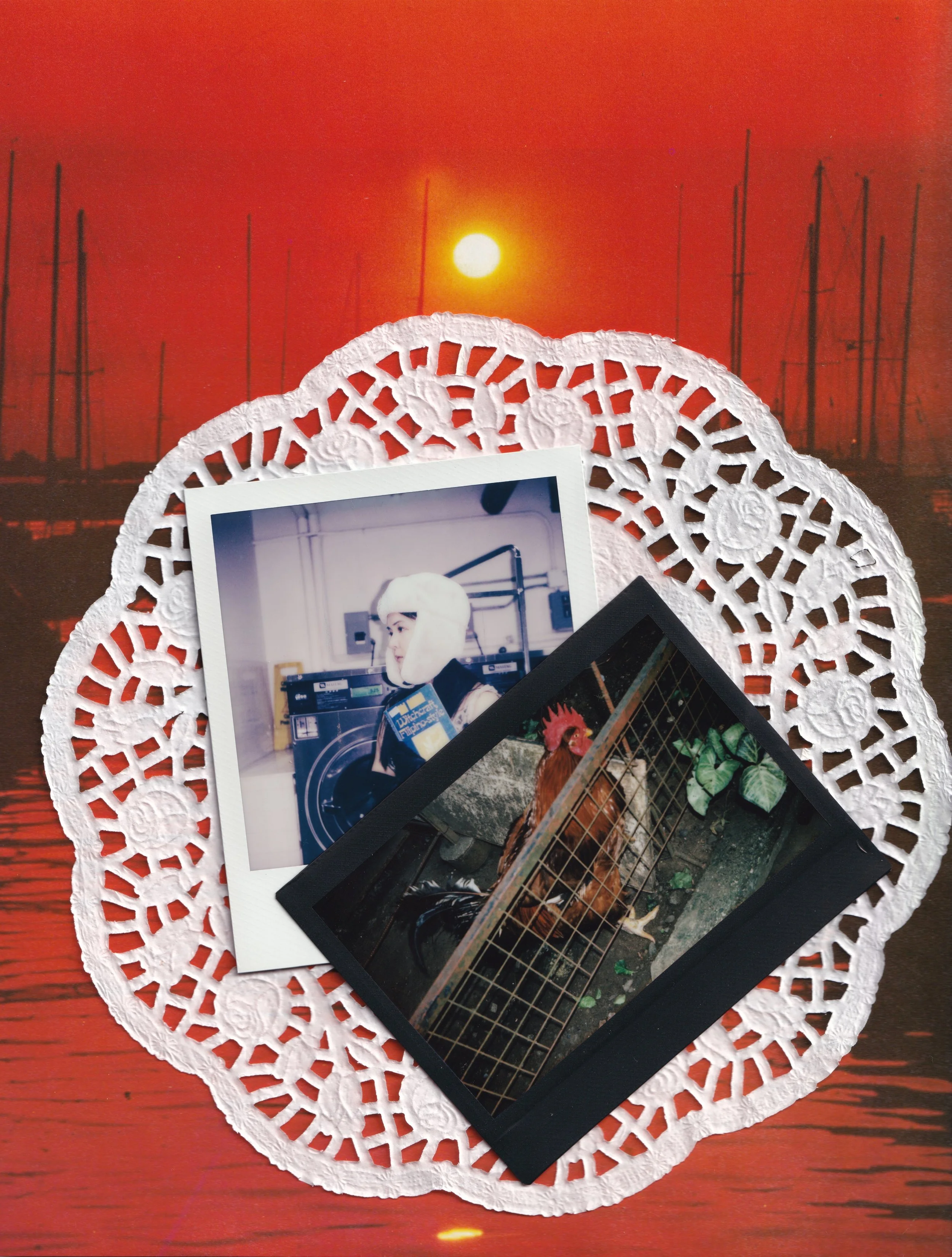  Polaroid SX-70 film, dollar store doily, photograph from “Images of Manila” vintage photo book  