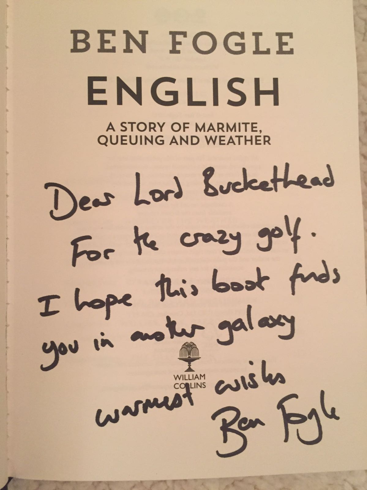 from Ben Fogle