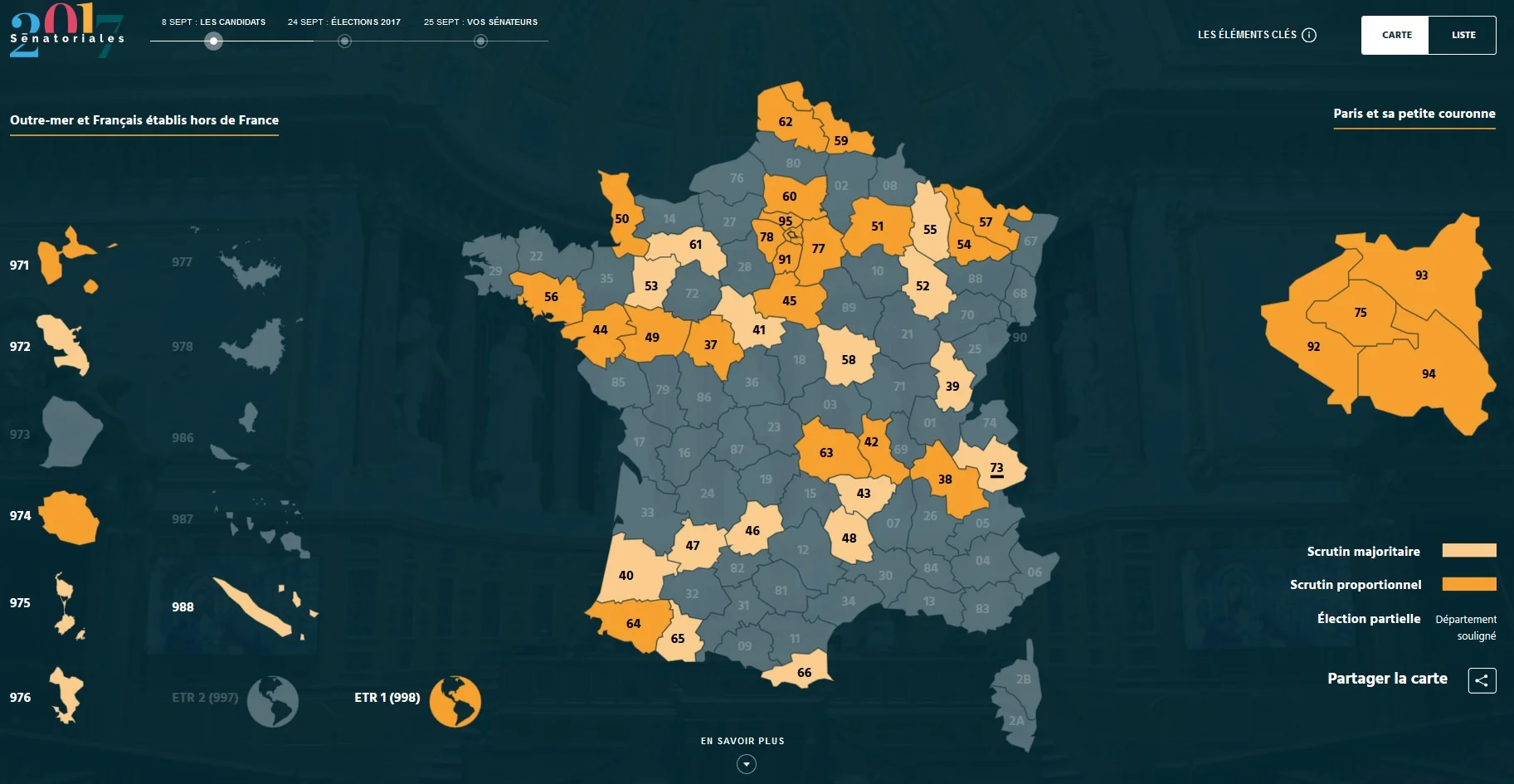 The carte électorale of the 2017 renouvellement - see https://senatoriales2017.senat.fr/