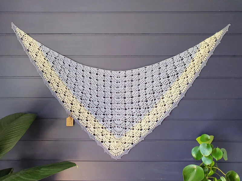 Blue Botanical Dyed and Hand-Crocheted Shawl: Alpaca &amp; Wool