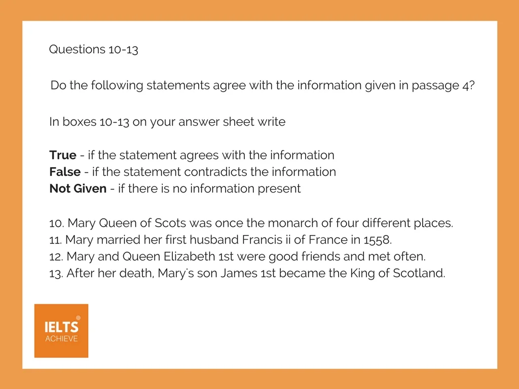 True False Not Given IELTS ACHIEVE