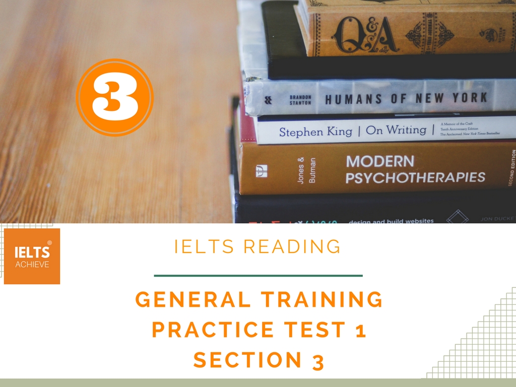 IELTS Reading general training practice test
