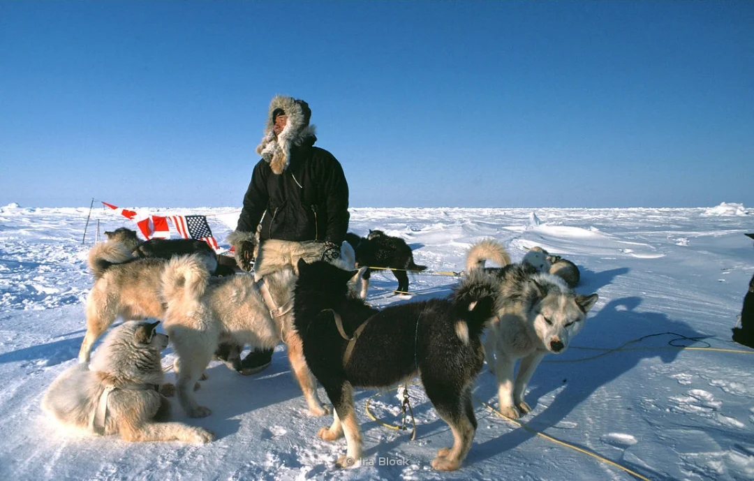 Japanese explorer Naomi Uemura at the North Pole, photographed by Ira Block © Ira Block