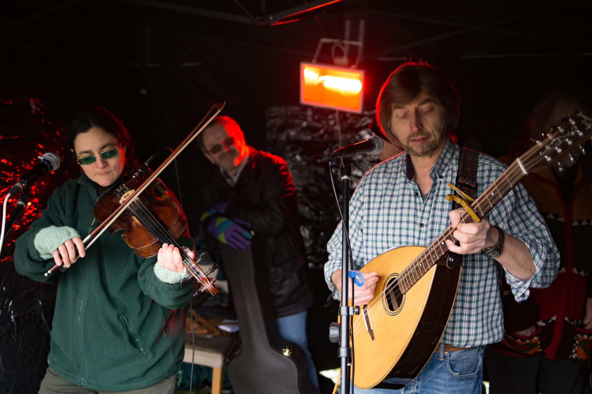 The folk busking tent but The Green Man pub