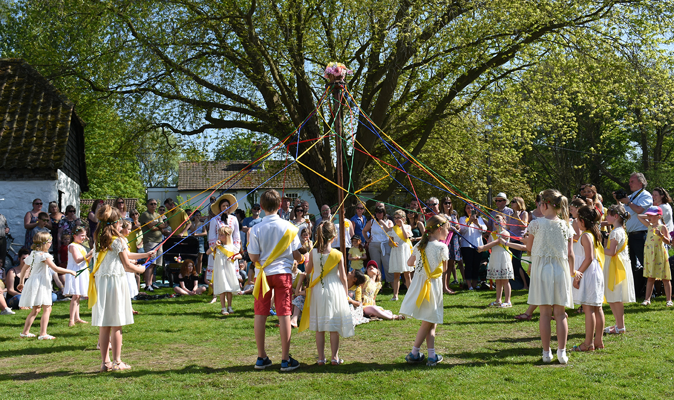 Maypole dancing from Thriplow Primary School