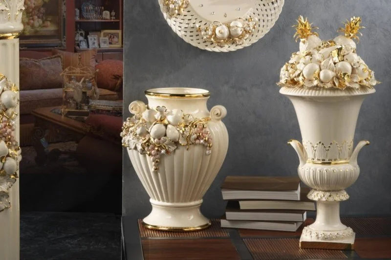 ceramic with handmade fruit and grapes