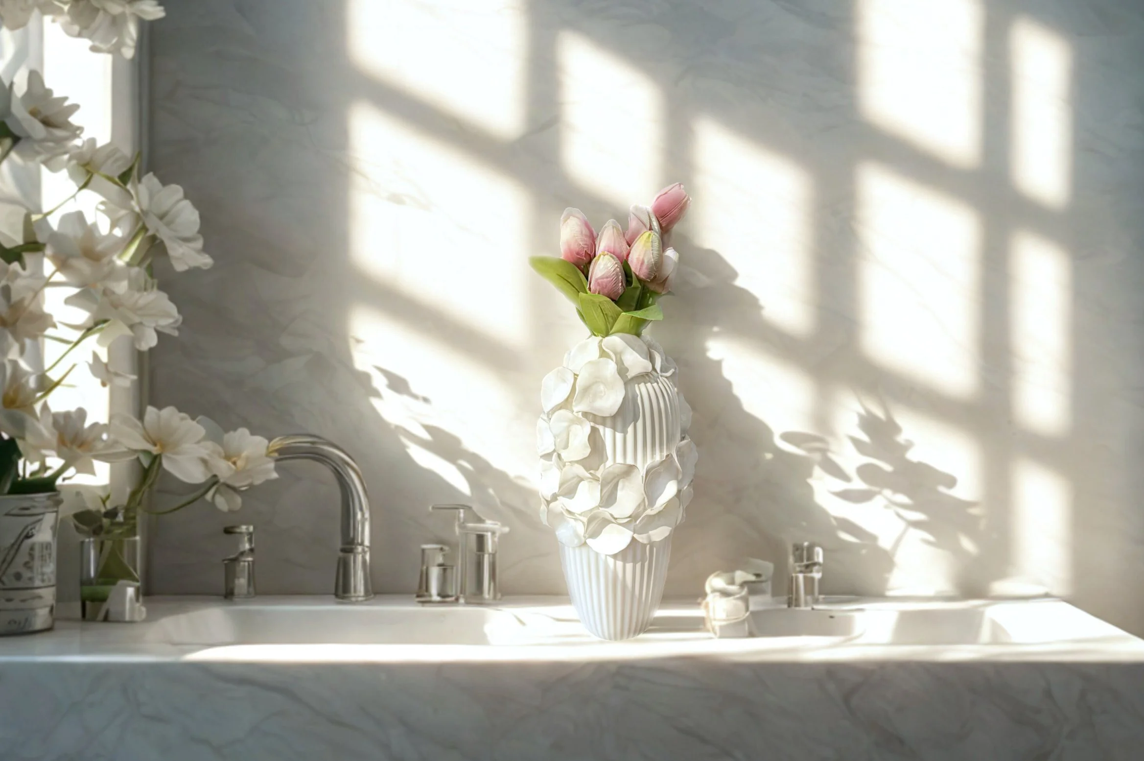 vaso ceramica con foglie acquatiche