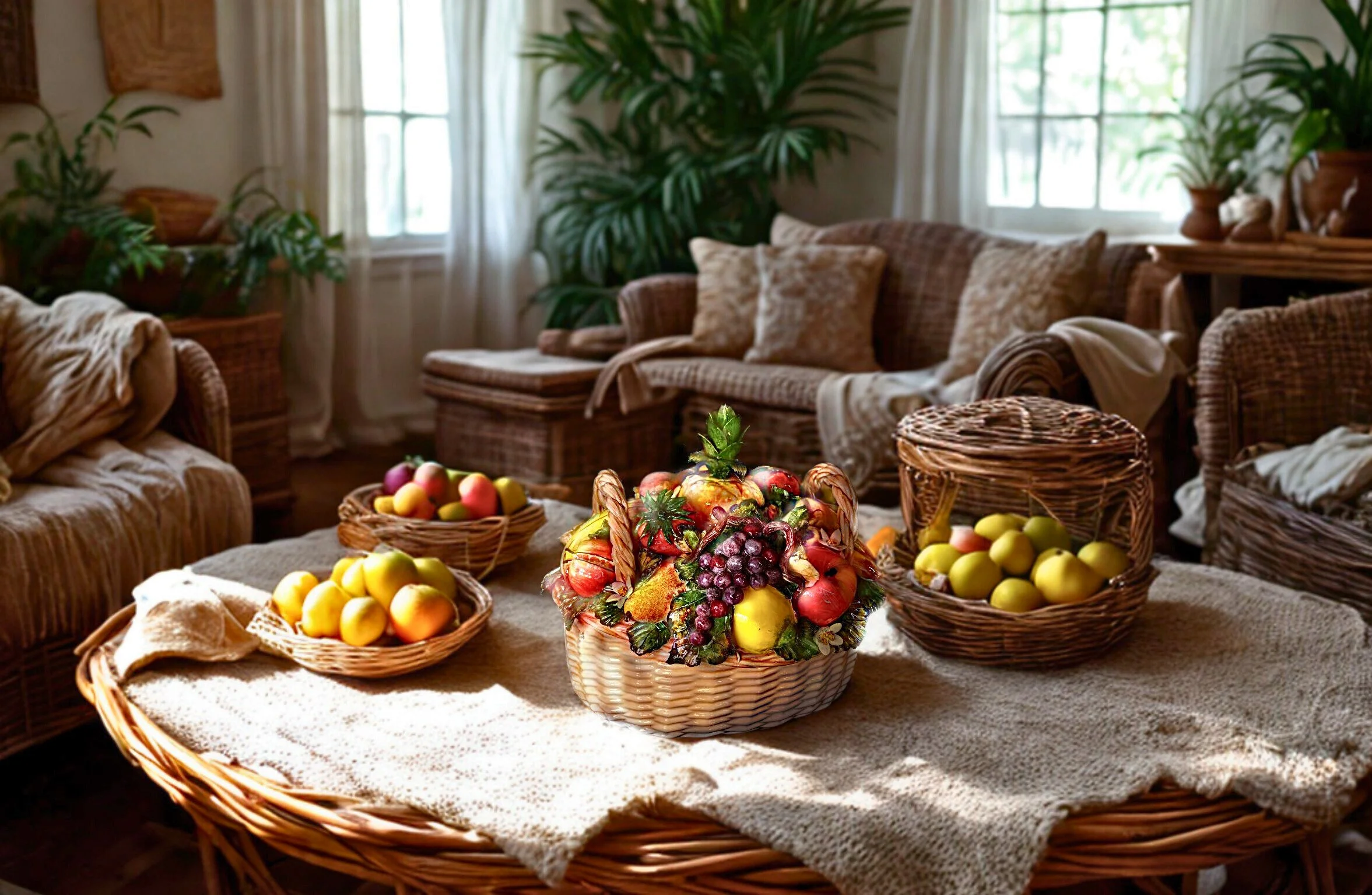 cesto in ceramica con frutta