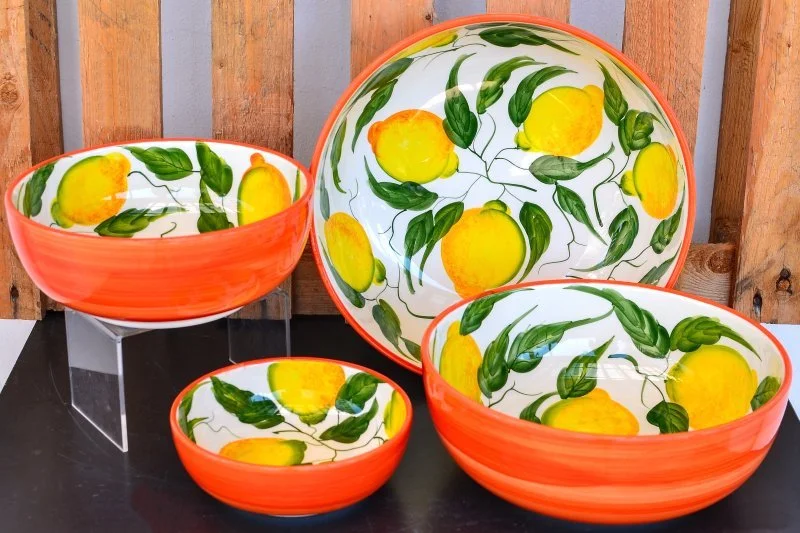 Hand-painted ceramic bowls for kitchen use