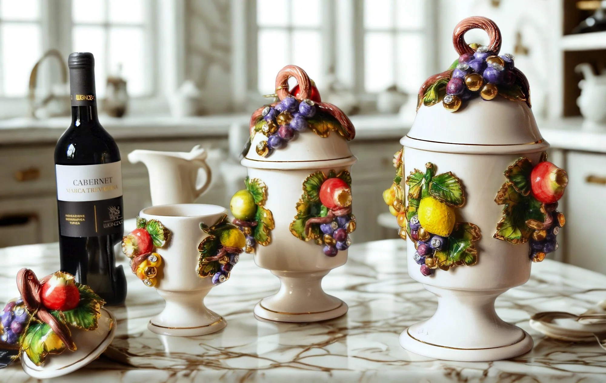 barattoli in ceramica con coperchio