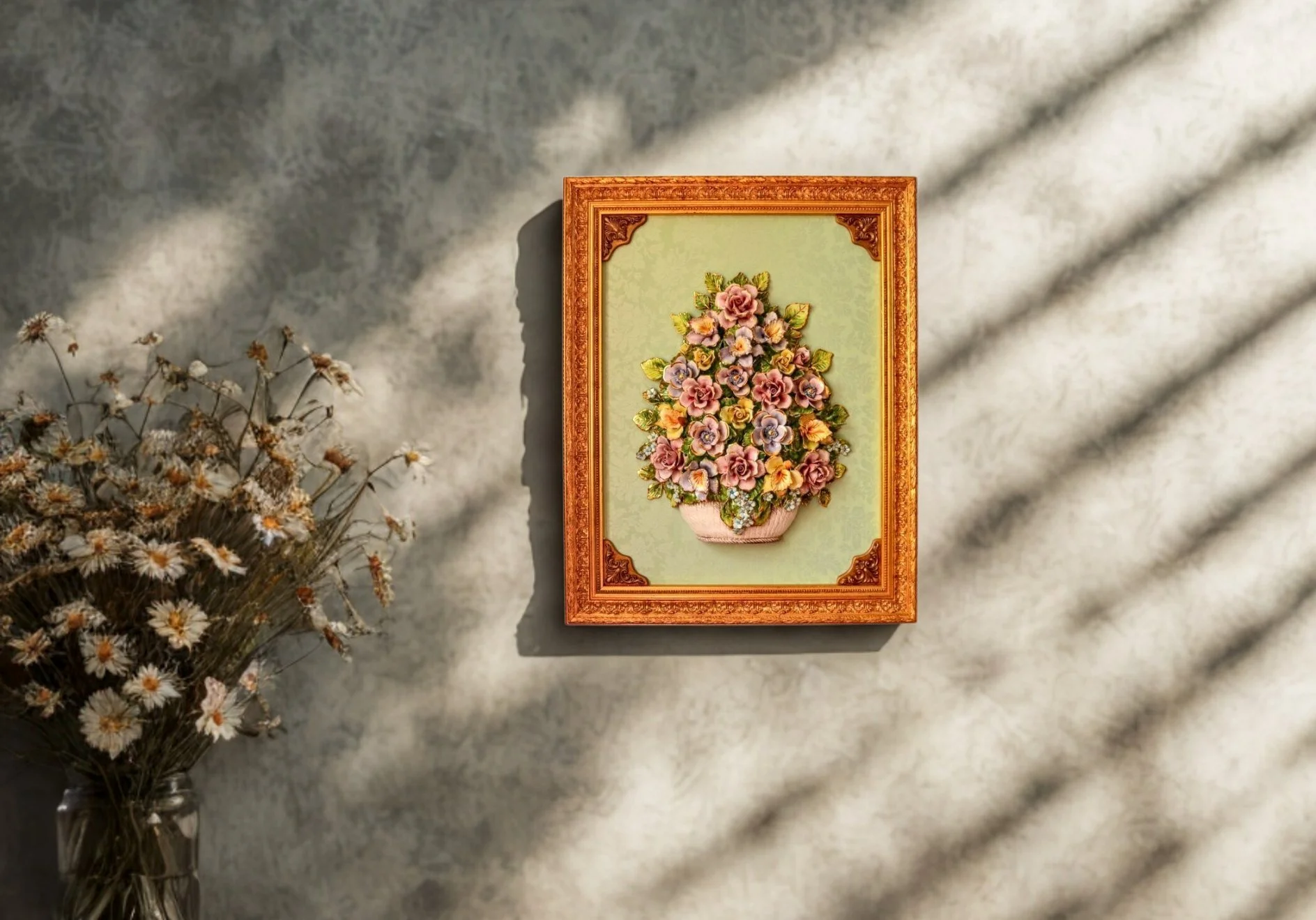 quadro con fiori in ceramica