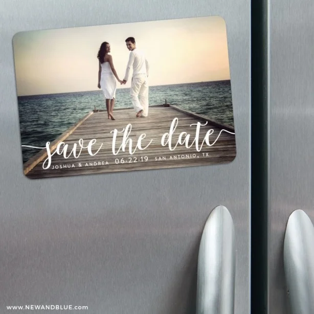 Save-the-Date Magnet für an den Kühlschrank von www.newandblue.com