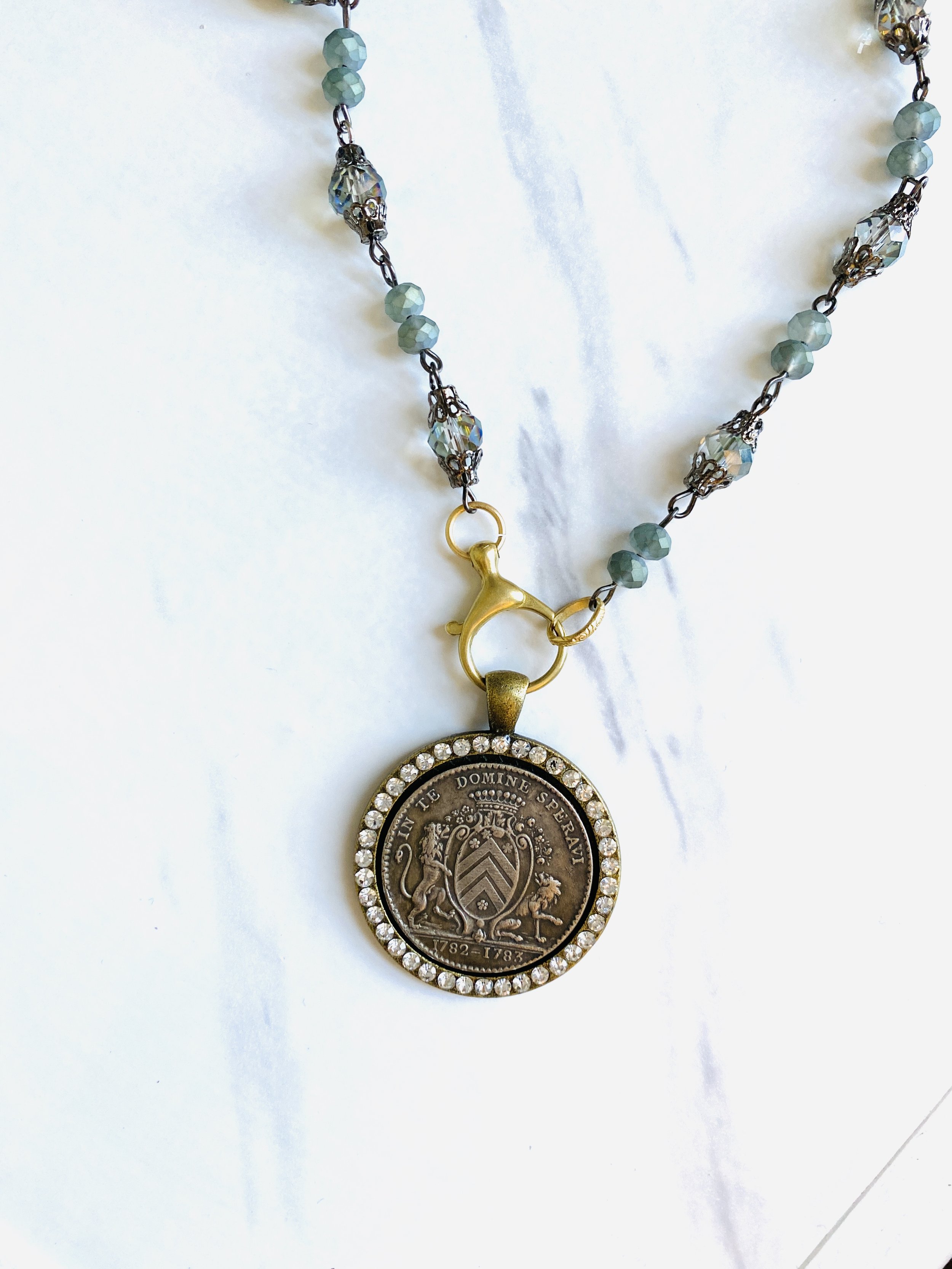 Brigitte Beaded French Coin Necklace — fickle fox co
