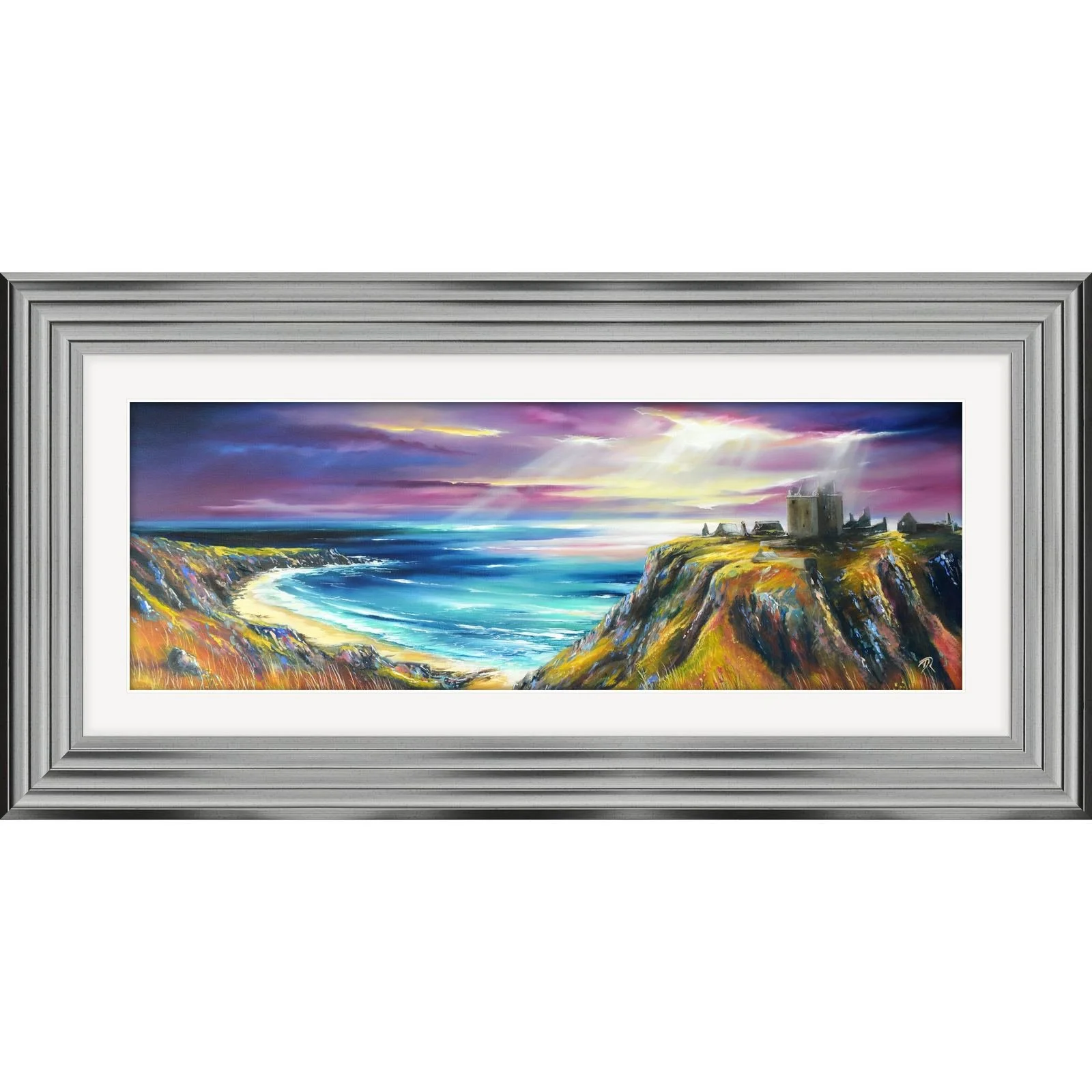 Dunnottar Castle, framed in Pewter