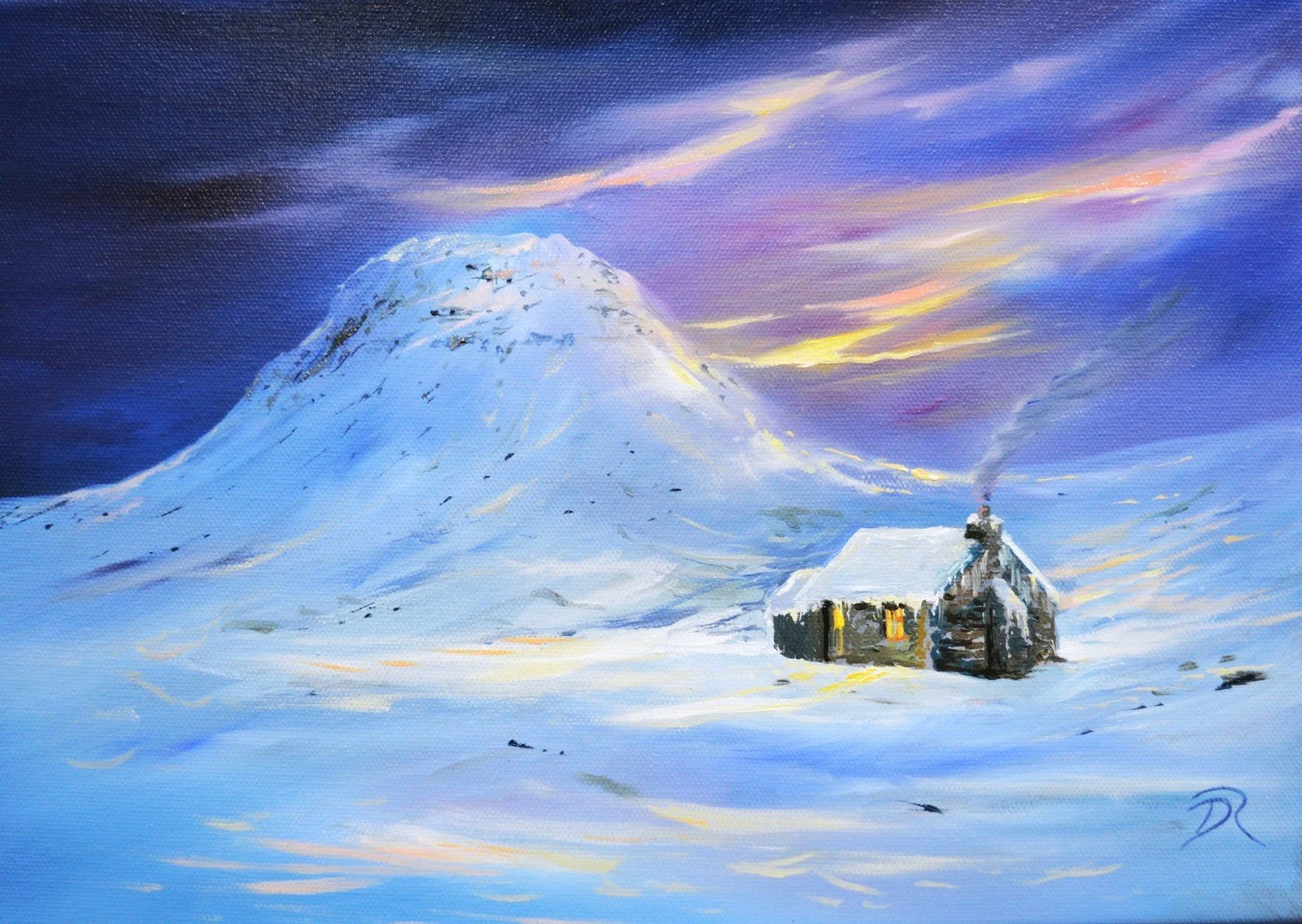 A Winter's Night in the Corrour Bothy, December - Unframed Print