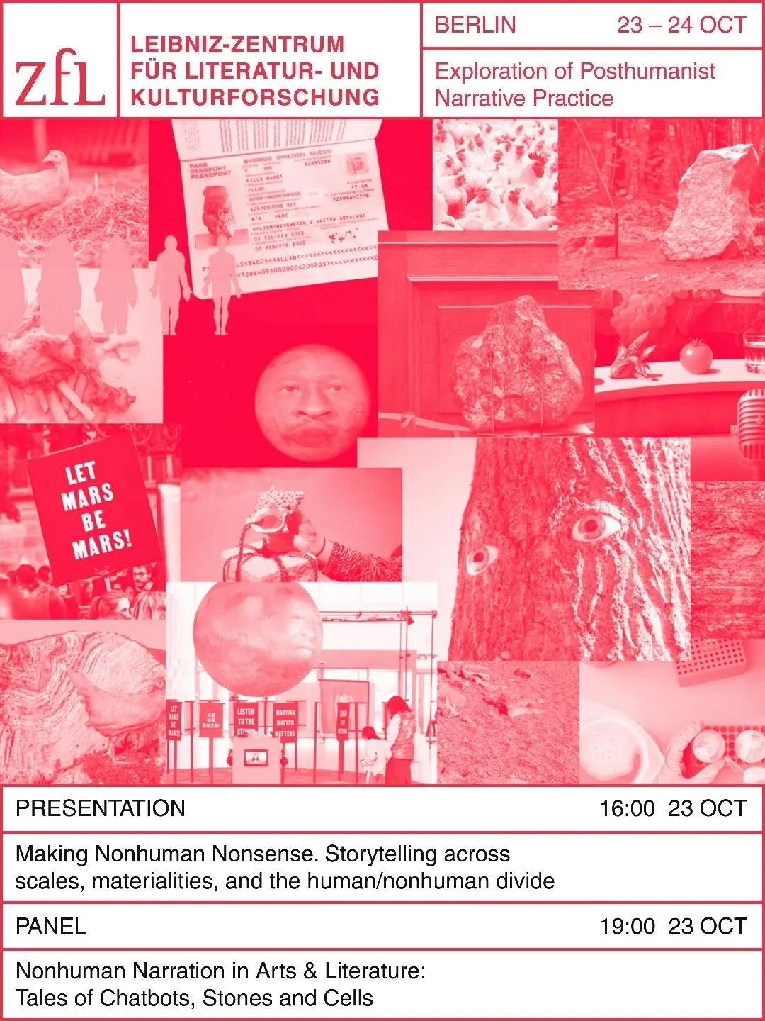 If you are in Berlin, join us on the 23th of October!

Excited to participate in the scholarly-artistic workshop programme &ldquo;Exploration of posthumanist narrative practice: distributing, scaling and perspectiveing&rdquo; in Berlin!

We will do a