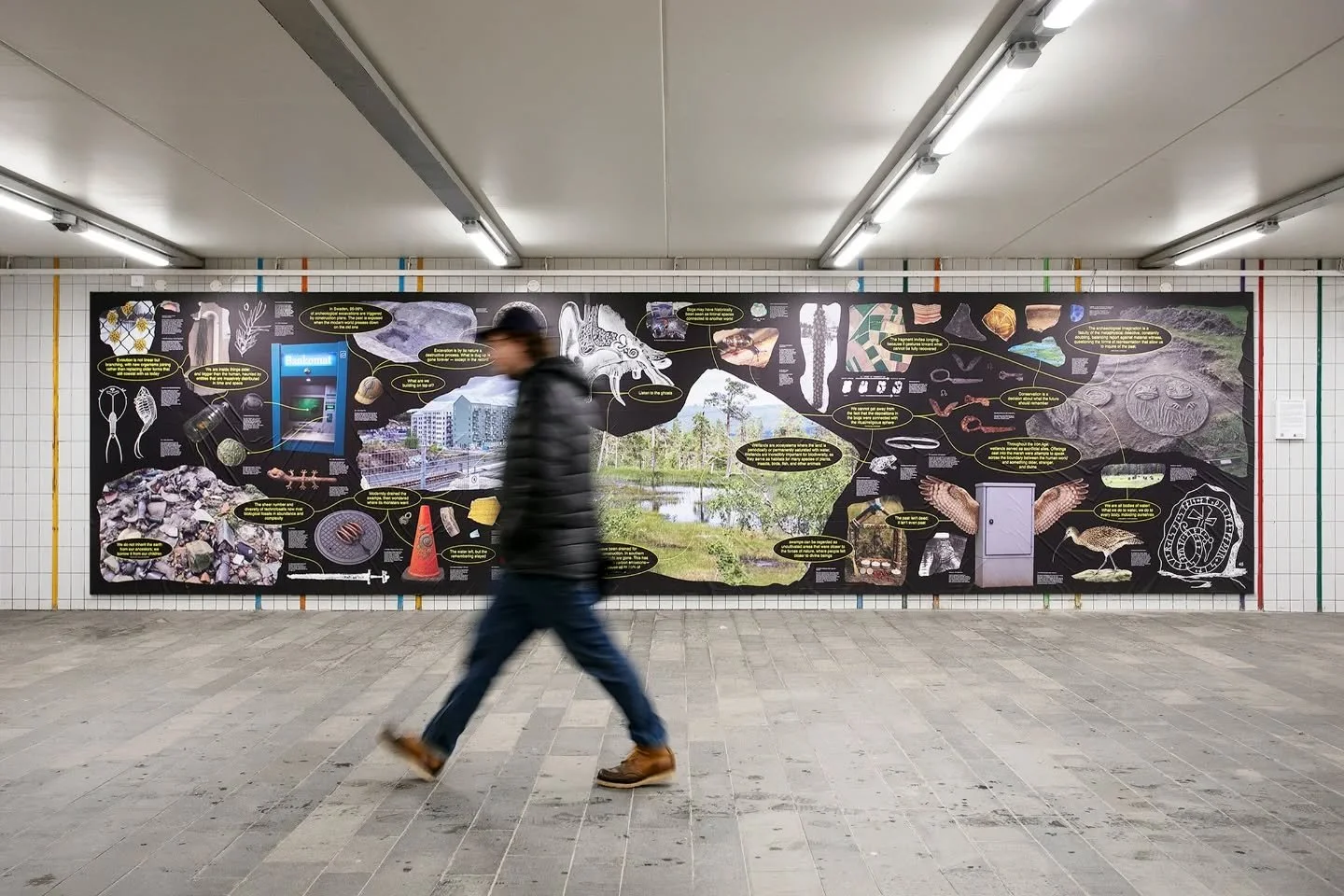 The marsh is rising at Handen train station! 🕳️👣🪱

We&rsquo;ve installed two large prints at the Handen train station in Sweden. In one of the prints, archaeological finds, technofossils, endangered wetland species, and haunted infrastructural obj