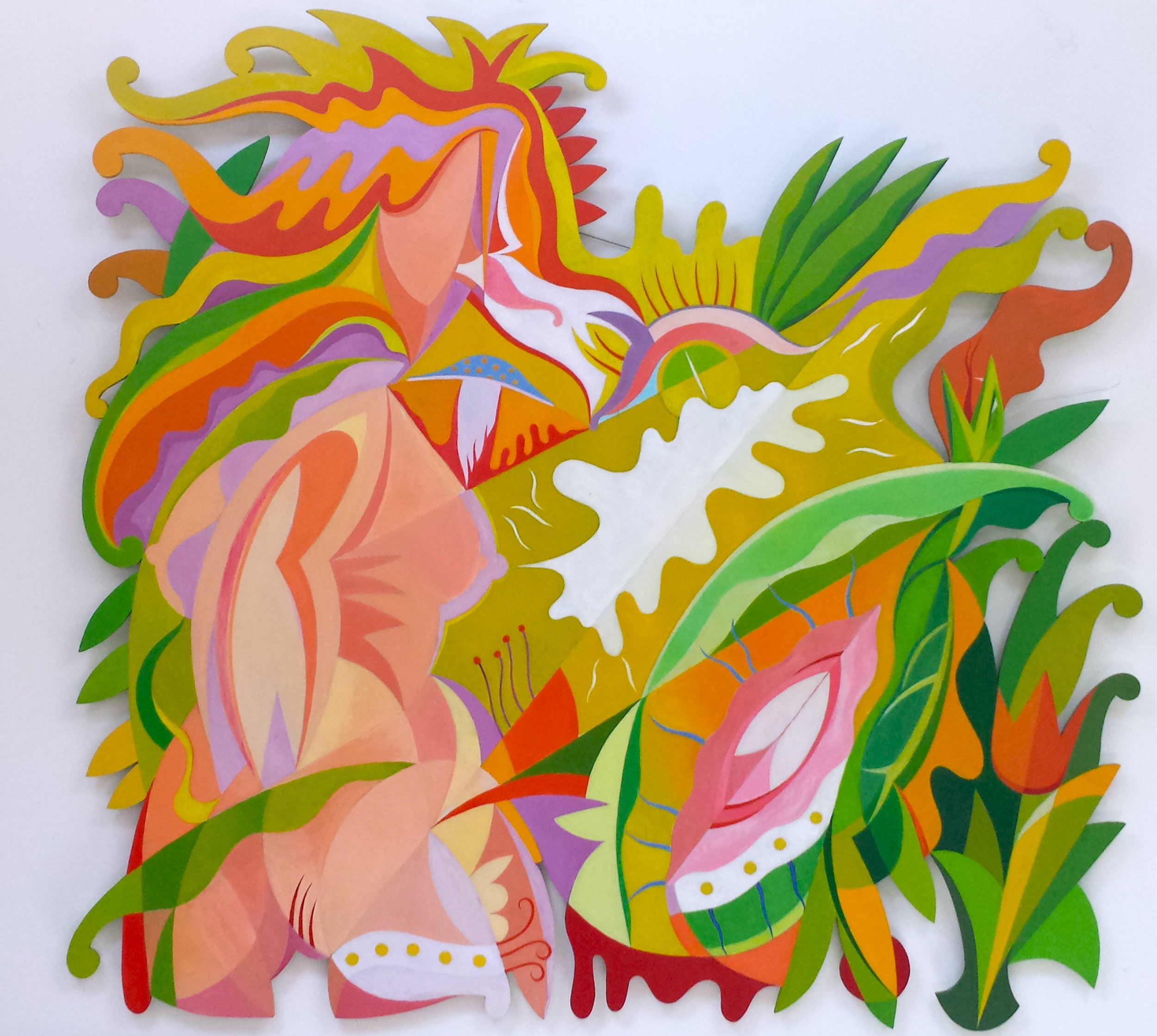   The Sins of Eve , 2002, Oil on hand-cut honeycomb aluminum, 72 x 68" 