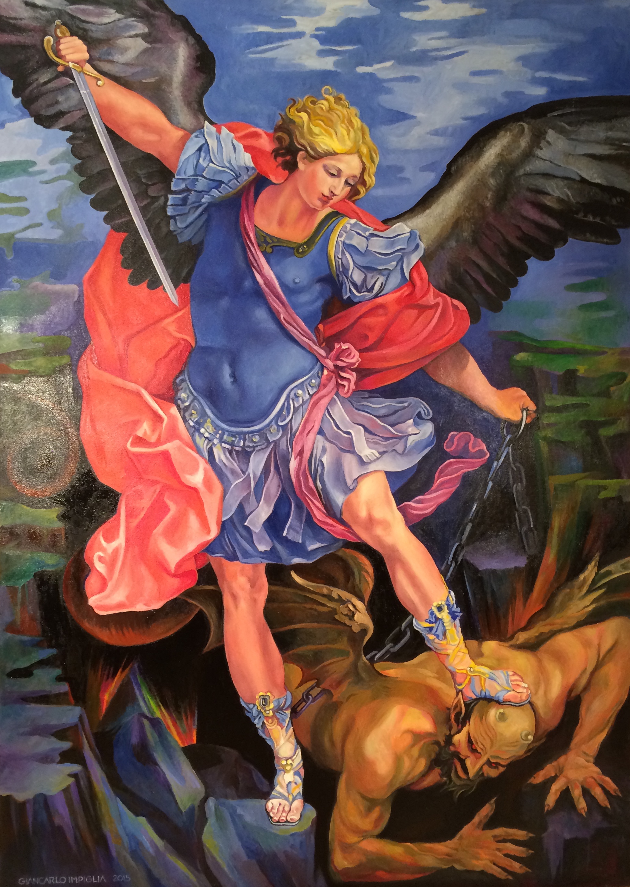   The Triumph , 2015, Oil on camouflage canvas, 47 x 66" 