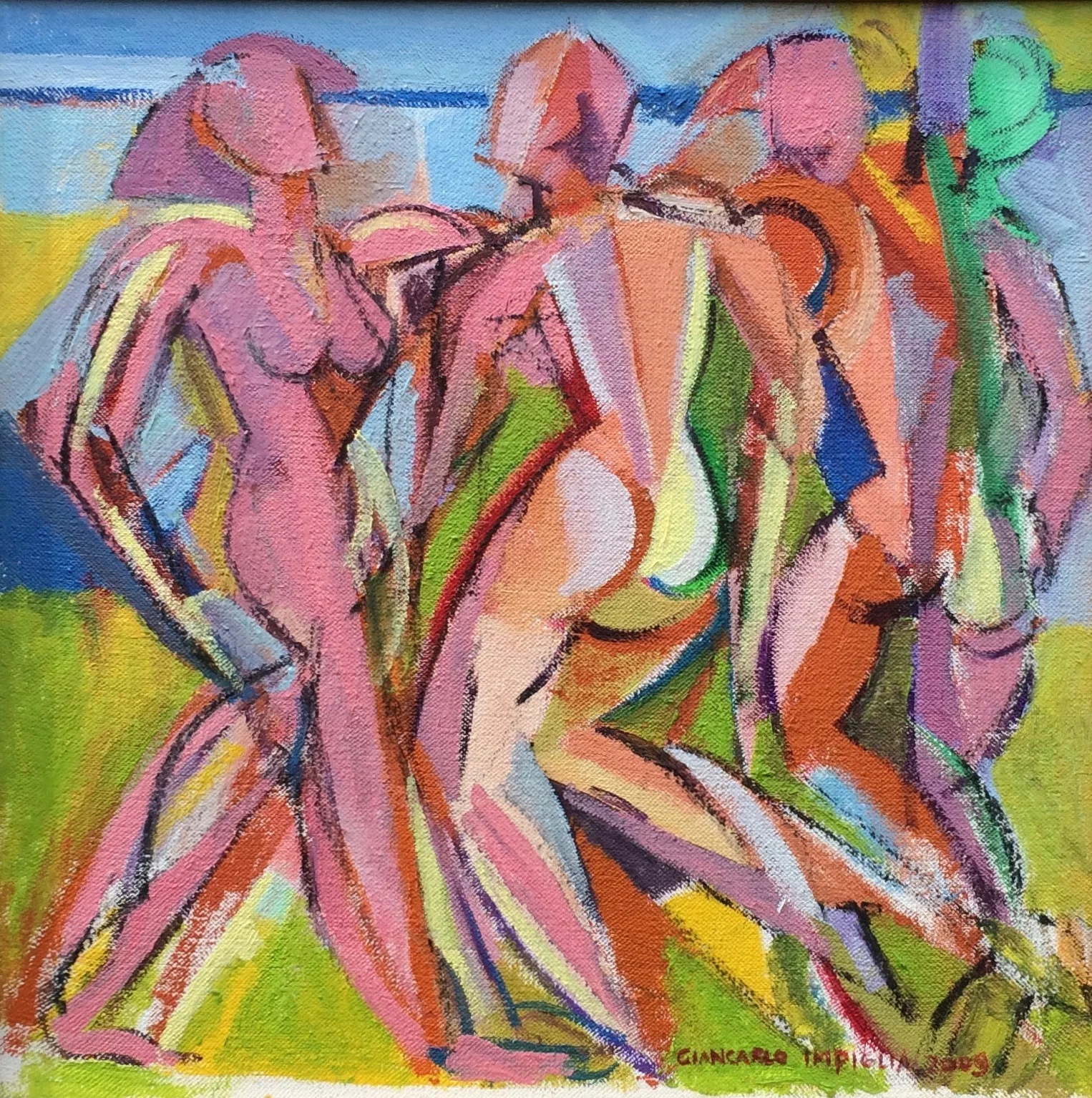 Summer Nudes , 2009, Oil on canvas 15.5 x 16.5"
