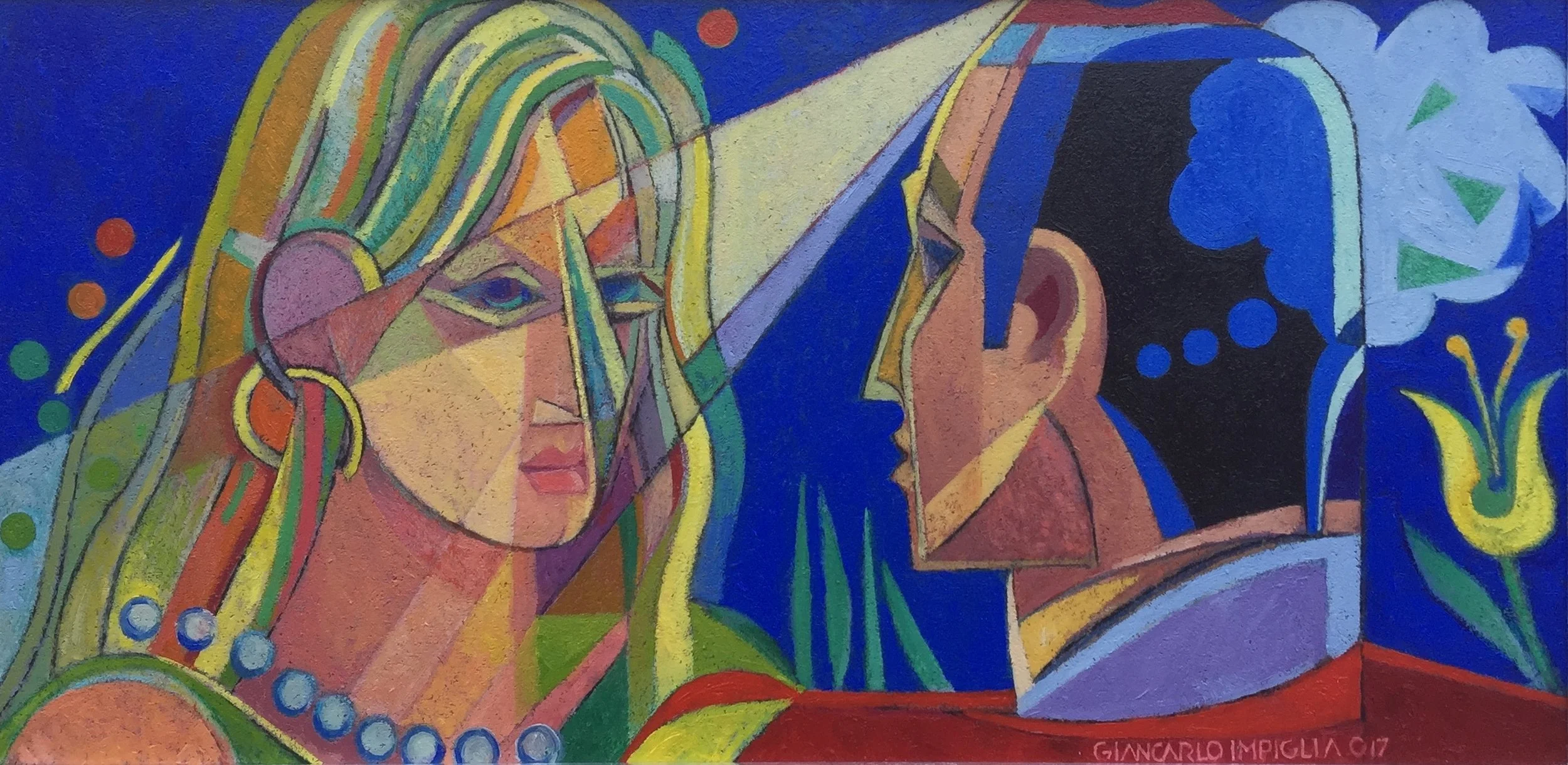 A Chance Encounter , 2017, Oil on composite board, 42 x 28"
