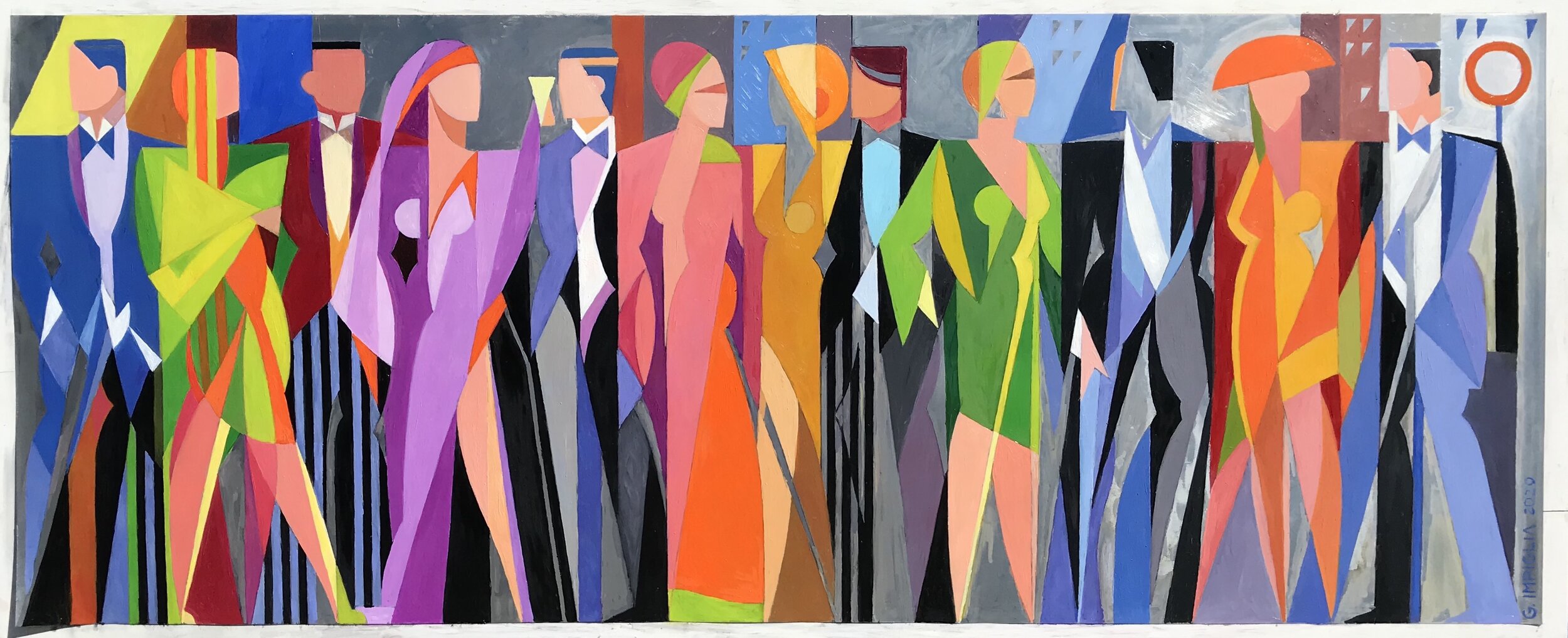 The Ineffable Cliche’ of Fashion, 2020, Oil on aluminum, 21.5 x 57.75”
