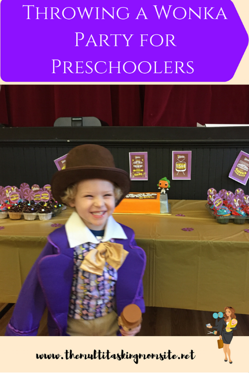 A complete breakdown of throwing a Willy Wonka themed party including activities, decor, cake, invitations, and of course a candy bar.