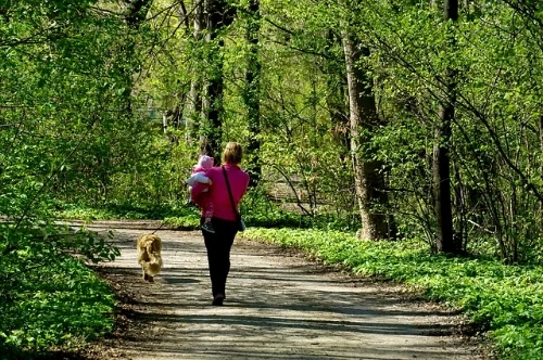 mom and baby in nature