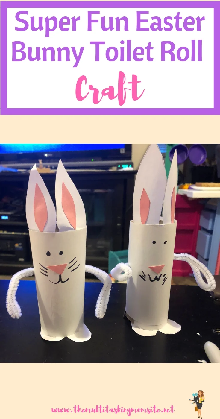 This fun and simple Easter bunny craft is perfect for toddlers and preschoolers. All you need is construction paper, a toilet paper roll, a pipe cleaner, and a pom pom or cotton ball.