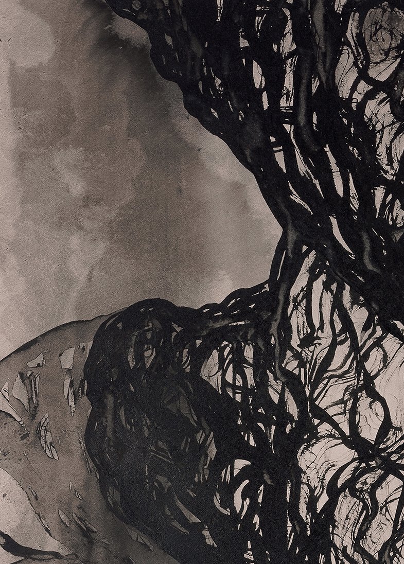 Filice_TheForestWasonFireNo1_26hx20w_SumiInkonPaper2021detail.jpg