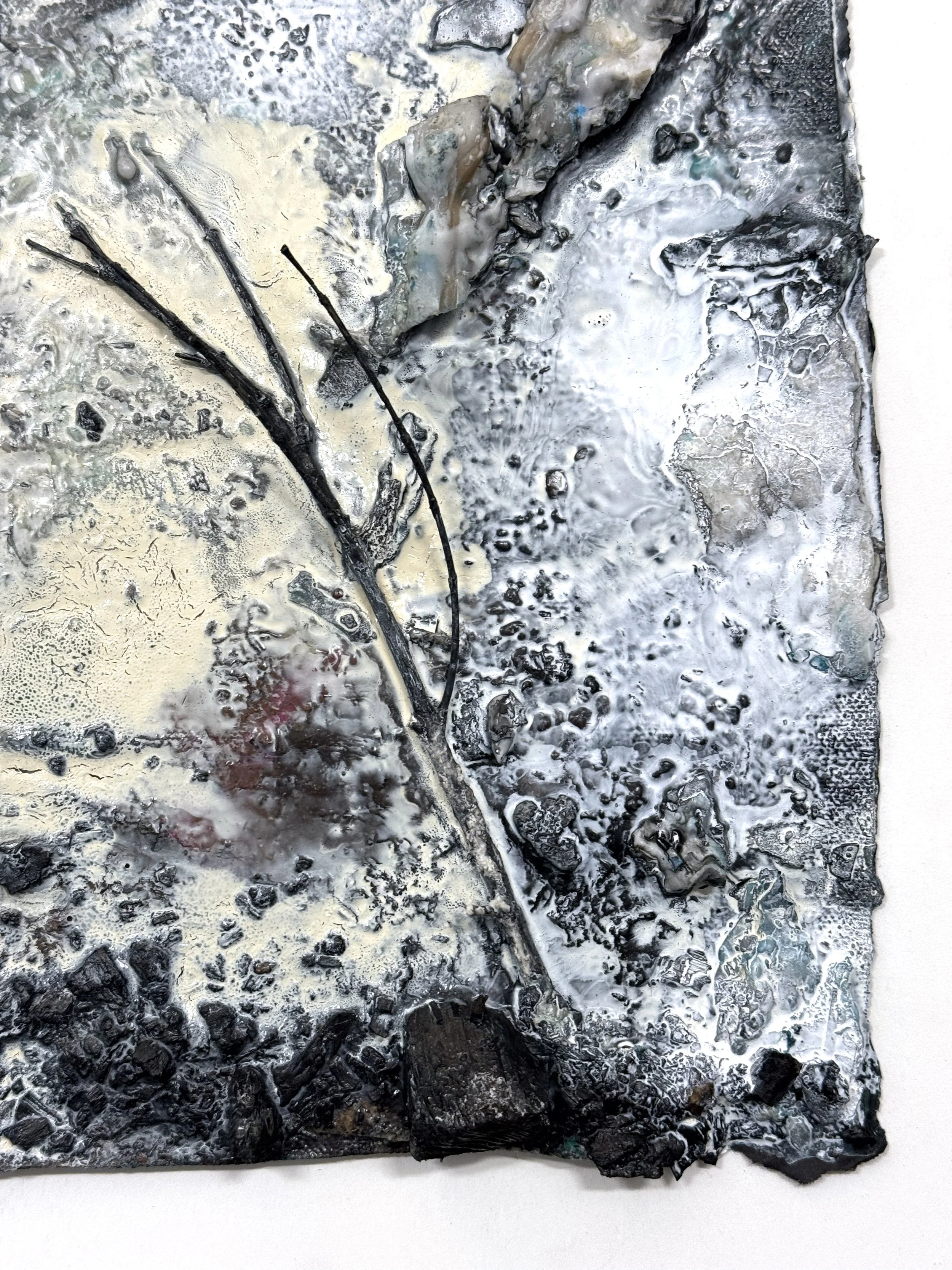 KatherineFilice_BurnScar_No3_Inkpaperwaxdrippingspaperstuccobranchesandcharcoalonburiedcanvas_11x11_2025_detail3.jpg