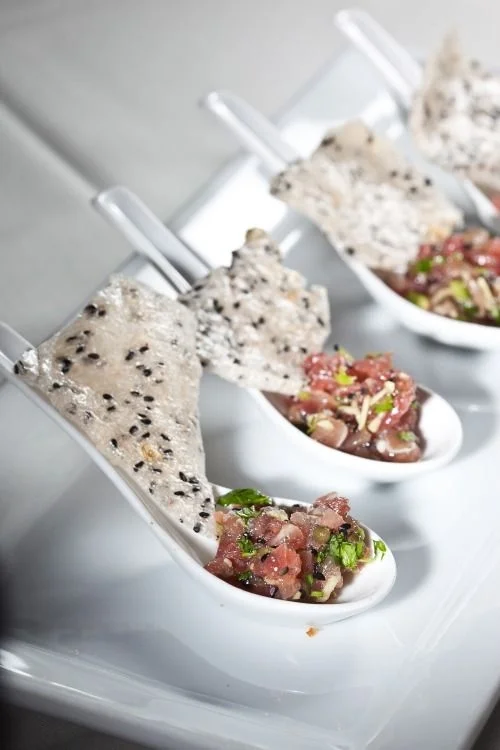 Tuna tartar with cilantro and black sesame cracker