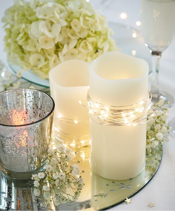 Fairy Lights & Candles Table Decoration