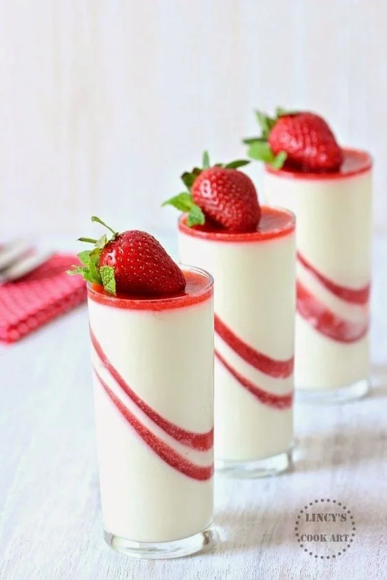 Strawberry Panna Cotta Shot Glass Dessert