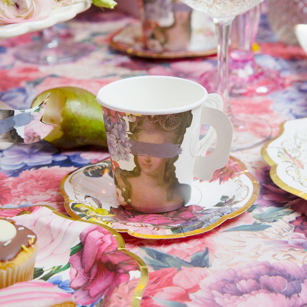 Afternoon Tea Vintage Style Paper Cups and Saucers