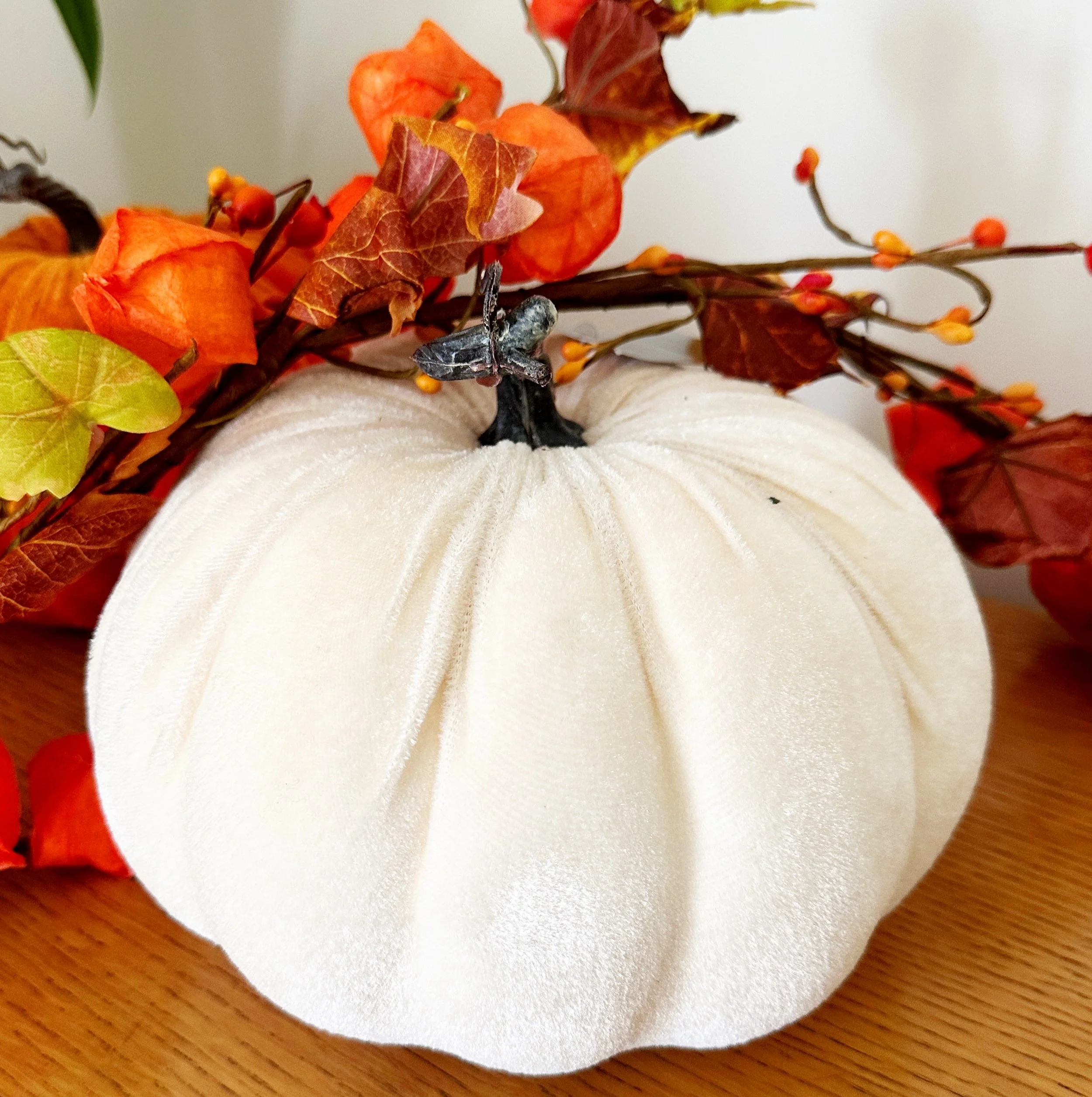 White Pumpkin Autumn Decoration - Large