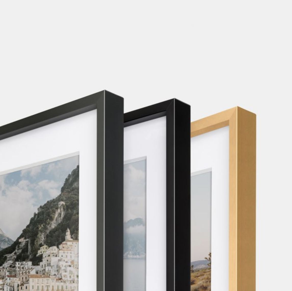 metal frame finished in black, graphite or brass